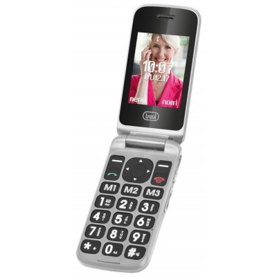 TELEFONO TREVI FLEX PLUS 55 FLIP SENIOR PHONE DUAL SCREEN SILVER