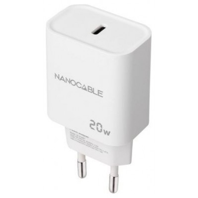 Nanocable Cargador pared USB-C PD 20W Blanco