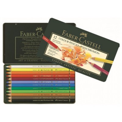 ESTUCHE DE METAL POLYCHROMOS CON 12 LAPICES DE COLORES SURTIDOS FABER CASTELL 110012 (Espera 4 dias)