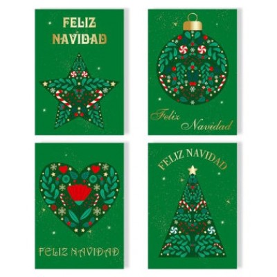 TARJETA FELICITACIÓN NAVIDAD FOIL GREEN/GOLD BISMARK 330895 (MIN24) (Espera 4 dias)