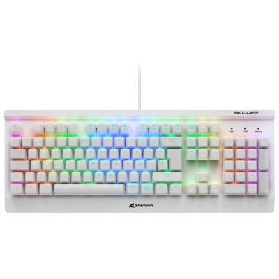 TECLADO GAMING SHARKOON SGK3 MECANICO RGB USB RED SWITCH BLANCO