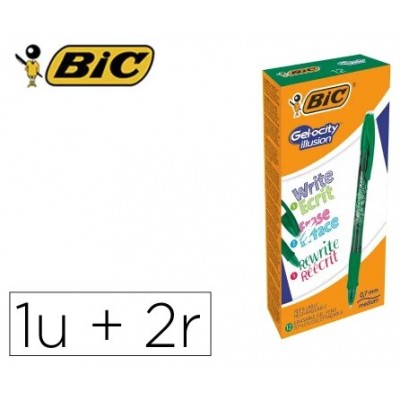 BOLIGRAFO DE GEL BORRABLE VERDE BIC 516531 (MIN12) (Espera 4 dias)