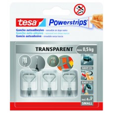 BLISTER 3 GANCHOS ADHESIVOS ALAMBRE POWERSTRIPS 0,5KG TAMAÑO S TRANSPARENTE TESA 58620-00001-01 (Espera 4 dias)