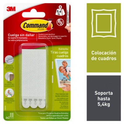 BLISTER TIRAS ADHESIVAS ESTRECHAS PARA CUADROS HASTA 5,4KG COMMAND 17207 3M 7100127050 (Espera 4 dias)