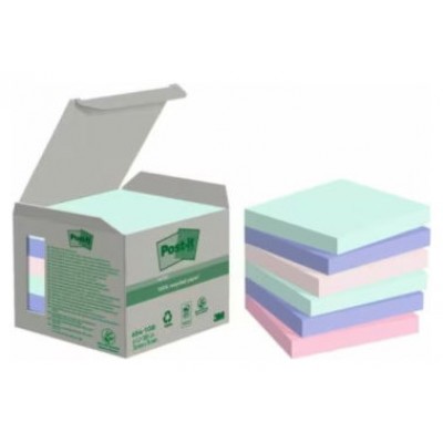 PACK 6 BLOCS 100 HOJAS NOTAS RECICLADAS ADHESIVAS 76X76MM COLORES SURTIDO PASTEL CAJA CARTÓN 654-1GB-N POST-IT 7100259123 (Espera 4 dias)