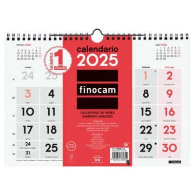 CALENDARIO 2025 NEUTRO PARED NUMEROS GRANDES M 300X210MM FINOCAM 780000025 (Espera 4 dias)