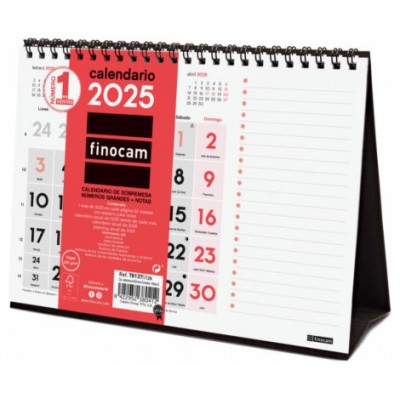 CALENDARIO 2025 SOBREMESA NEUTRO NUMEROS GRANDES+NOTAS S 210X150MM FINOCAM 781370025 (Espera 4 dias)