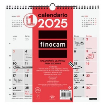 CALENDARIO 2025 NEUTRO PARED ESCRIBIR 300X300MM FINOCAM 781520025 (Espera 4 dias)