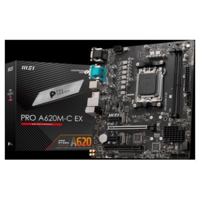 PLACA MSI PRO A620M-C EX,AMD,AM5,A620,2DDR5,128GB,VGA+DVI+HDMI+DP,GBLAN,4SATA6.0+2XM.2,4USB3.2+1USB3.2 TYPE-C,MATX (Espera 4 dias)