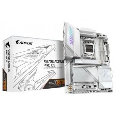 GIGABYTE Placa base X870E AORUS PRO ICE - Compatible con CPUs AMD Ryzen 9000, VRM digital de 16+2+2 fases, hasta 8000MHz DDR5 (OC), 4xM.2 + 4xPCIe 5.0, Wi-Fi 7, LAN 2.5GbE, USB 3.2 Gen 2x2 (Espera 4 dias)