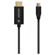 AISENS - CABLE CONVERSOR ALUMINIO USB-C A HDMI 2.1 8K@60HZ, USB-C/M-HDMI/M, NEGRO, 2.0M