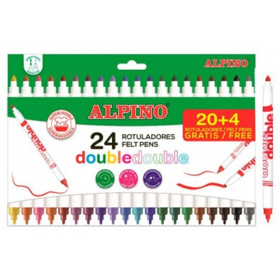 CAJA 20+4 ROTULADORES DE COLORES DOBLE PUNTA ALPINO AR002058N (Espera 4 dias)