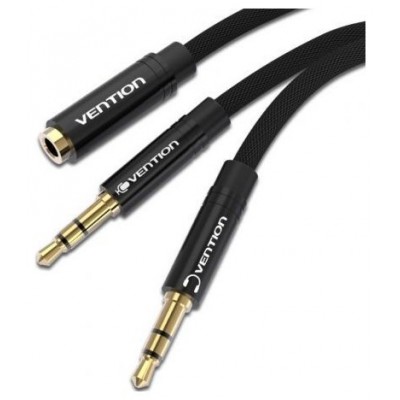 CABLE AUDIO ESTEREO 2xJACK 3.5/M JACK 3.5/H 1 M NEGRO VENTION (Espera 4 dias)