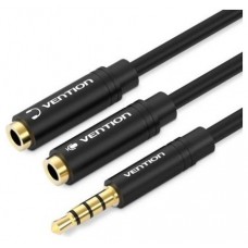 CABLE AUDIO ESTEREO JACK 3.5/M 2xJACK 3.5/H 0.3 M NEGRO VENTION (Espera 4 dias)