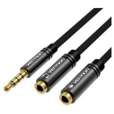 CABLE AUDIO ESTEREO JACK 3.5/M 2xJACK 3.5/H 0.3 M NEGRO VENTION (Espera 4 dias)