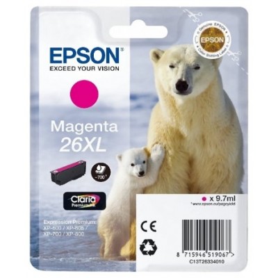 Epson Claria Premium Cartucho Magenta 26XL Alta(Blister + Alarma acustico/Radiofrecuencia)