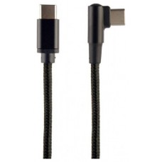 CABLE GEMBIRD USB TIPO C MACHO-MACHO TRENZADO DE ALGODON EN ANGULO, 0,2 M,NEGRO