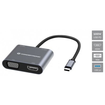 DOCKING USB-C CONCEPTRONIC DONN016 1xHDMI 4K 1xVGA