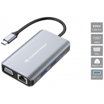 DOCKING USB-C CONCEPTRONIC DONN21G HDMI VGA USB 3.0