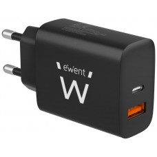 CARGADOR DE PARED RAPIDO EWENT USB-A USB-C QC3.0 20W (Espera 4 dias)