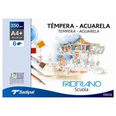 PACK 10 SOBRES DE 6 HOJAS PAPEL TEMPERAACUARELA 350 GR A4+  24 X 32 CM BLANCO FABRIANO F74233260 (Espera 4 dias)