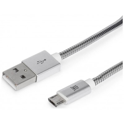 CABLE MAILLON PREMIUM MICRO USB 2,4 METAL PLATEADO 1M