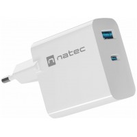 CARGADOR NATEC RIBERA GAN 45W PD3.0 QC3.0 1XUSB-A + 1XUSB-C BLANCO