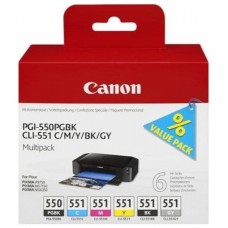 TINTA CANON MULTIPACK PGI550BK+CLI551 C/M/Y/B/G (Espera 4 dias)