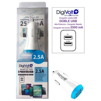 Cargador De Coche Digivolt Qc-2428 Doble Usb 2.5a