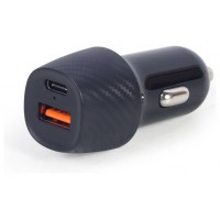 CARGADOR RÃ?PIDO PARA COCHE USB GEMBIRD DE 2 PUERTOS, TYPE-C PD, 18 W, NEGRO