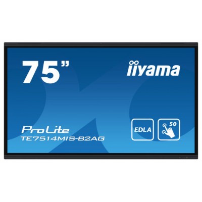 iiyama PROLITE TE7514MIS-B2AG Pantalla plana para señalización digital 190,5 cm (75") LCD Wifi 435 cd / m² 4K Ultra HD Negro Pantalla táctil Procesador incorporado Android 24/7 (Espera 4 dias)