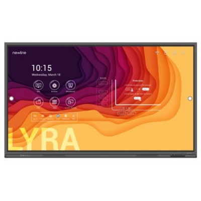 NEWLINE LYRA TT-7521Q -MONITOR TACTIL 75",ANDROID 11, MULTI USER, MM  2X20W, WIFI 6 + BT, CRISTAL ANTIMICROB., USB-C 65W, 4GB RAM/64GB ROM, 20 PTOS., RECON. OBJS., RES. 4K, CAST (PROYEC. INALAM.), BROADC. (STREAMING), DISPL MGMNT, OPS OPC., 3 A&Ntild