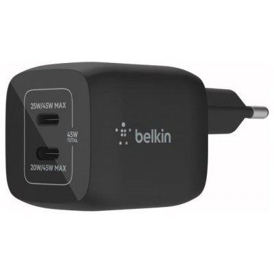 Cargador De Pared Belkin Wch011vfbk Doble Usb-c Gan